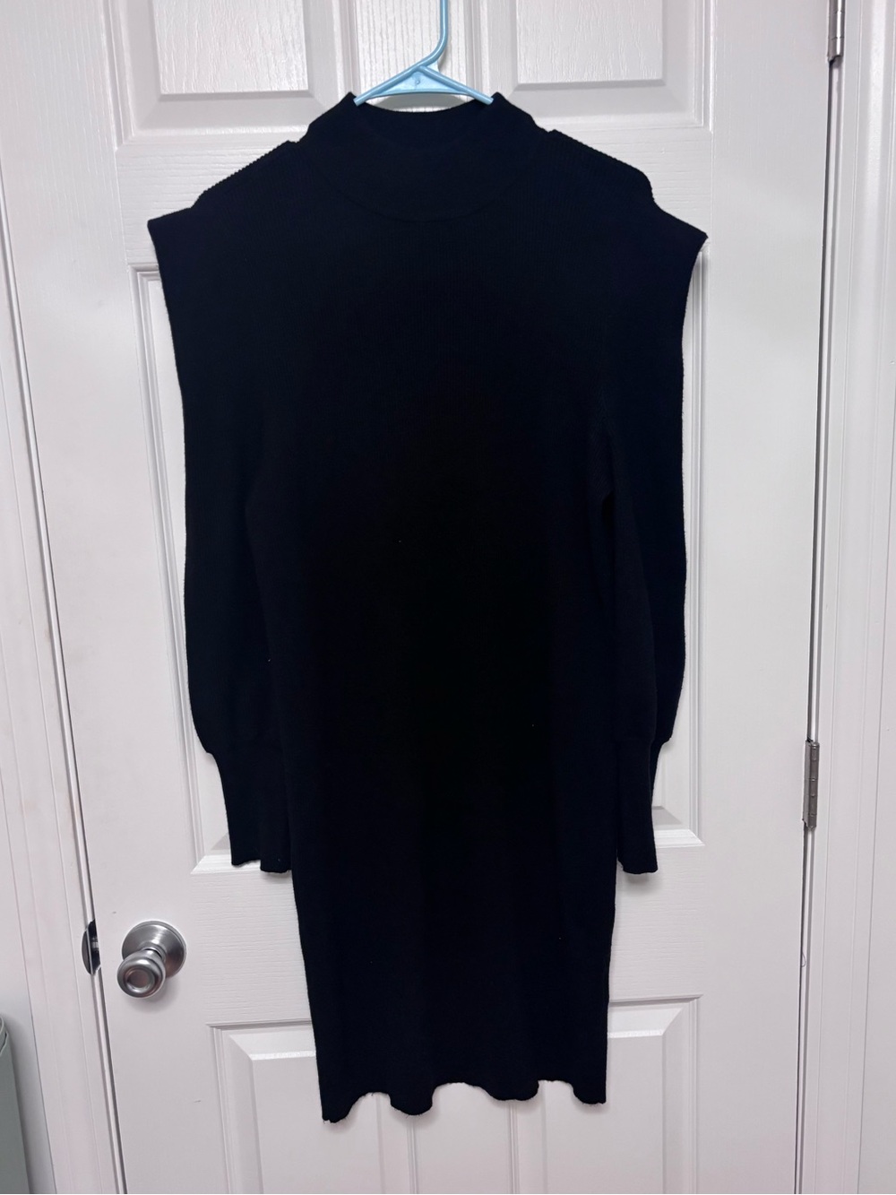 ESQUALO Black Long Sleeve Mock Neck Knit Dress